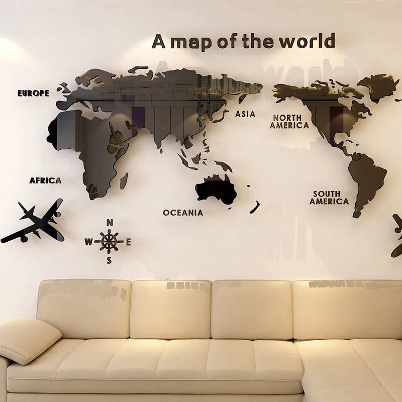 TrendBomb™ 3D Acrylic World Map Wall Stickers