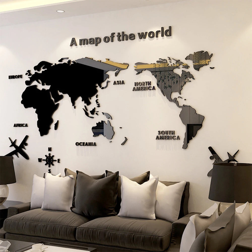 TrendBomb™ 3D Acrylic World Map Wall Stickers