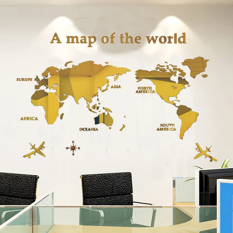 TrendBomb™ 3D Acrylic World Map Wall Stickers