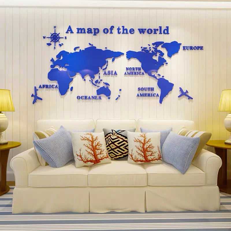 TrendBomb™ 3D Acrylic World Map Wall Stickers